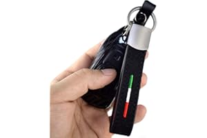 KeeForthewin KE-KE Italian Flag Alcantara Embroidery Leather gun-black Keychain Ring for Alfa Romeo Fiat Ferrari Maserati Lamborghini (Italian Flag 3-Color)