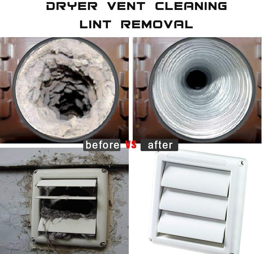 PetOde Dryer Vent Cleaner Kit Dryer Vent Vacuum Attachment Lint Remover Power Washer and Dryer Vent Vacuum Hose -