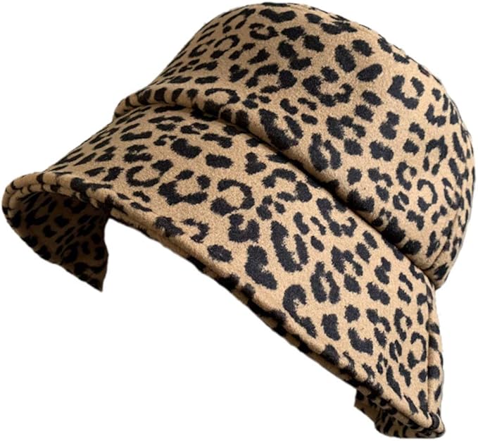 Amazon No Brand カラー キャメル 帽子 バケハ レオパード スエード風 バケット ハット 起毛 サイズ調整 秋 冬 男女兼用 ヒョウ柄 アニマル 豹柄 ひょう柄 アニマル柄 ハット 通販