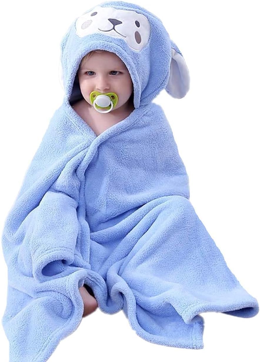 HUOCAI Premium Hooded Towels For Kids 33x59 inch | Beach Or Bath Towel | Rabbit design | Ultra Soft and Extra Large | 100% Cotton Childrens Swimming/Bath Towel with Hood for Girls （blue）