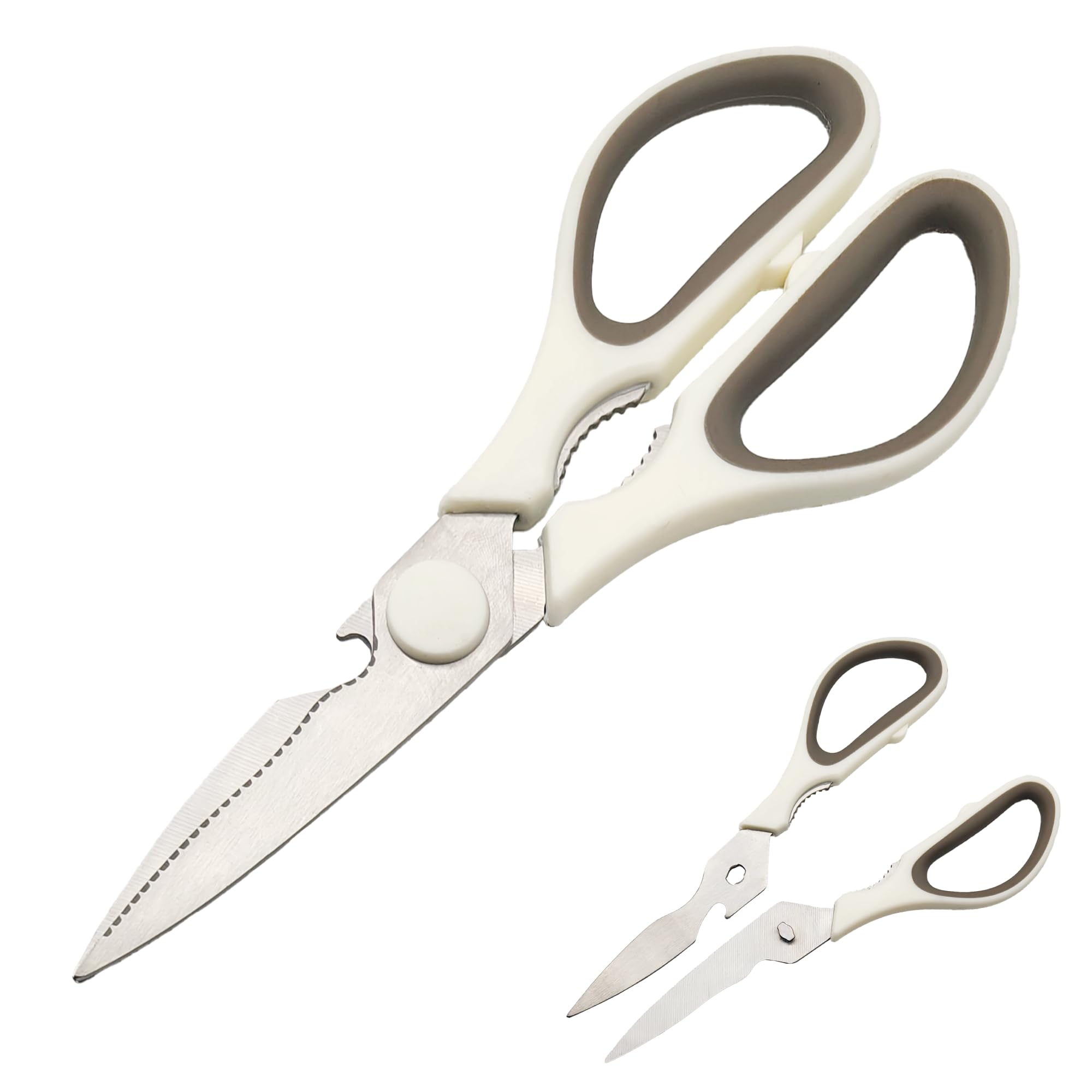 Multifunctional Stainless Steel Kitchen Scissors 22 cm for Poultry, Pizza, Poultry, Meat, Fish, Vegetables, Bones, Nuts, Comfort Grip with Safety Blade Cover