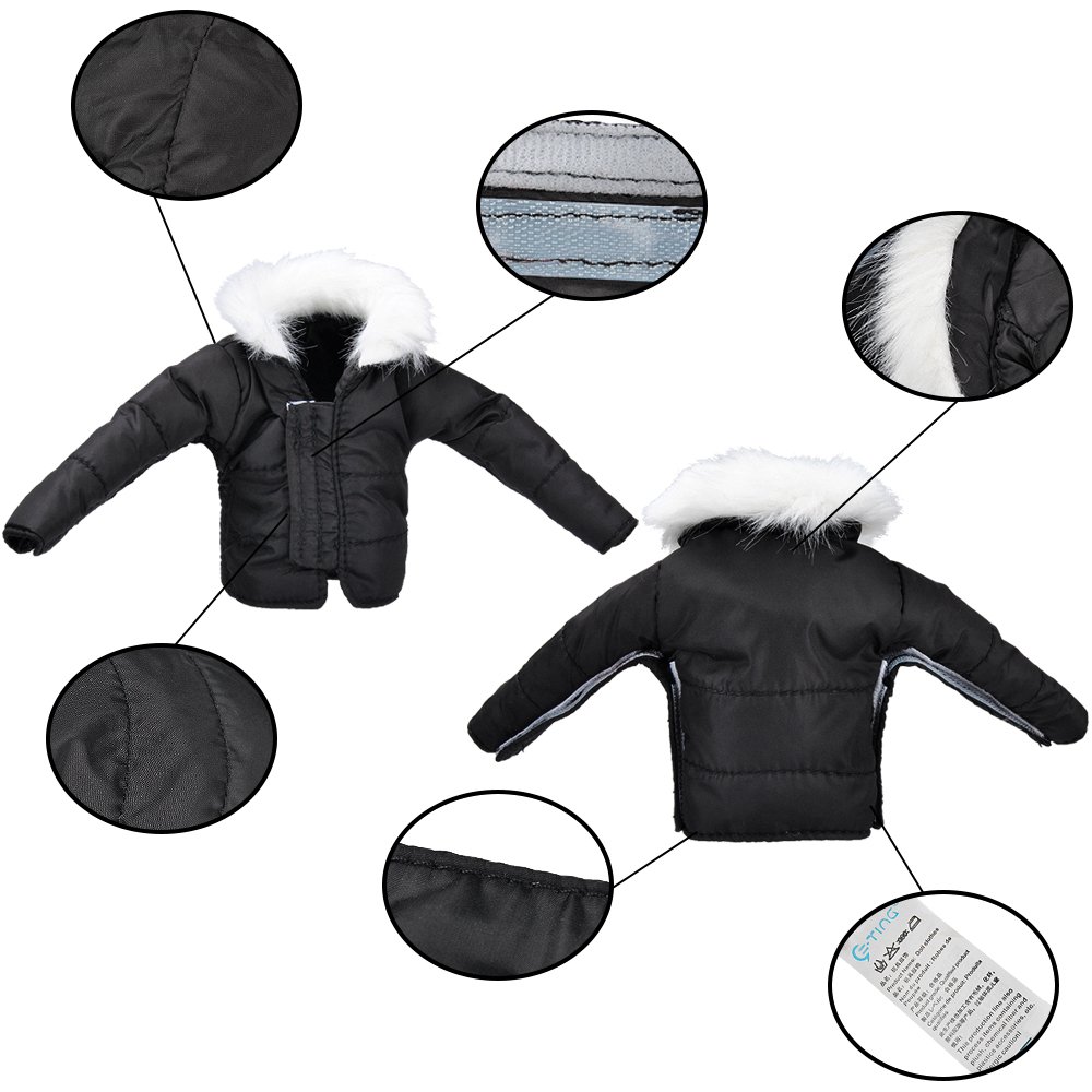 E-TING Santa Clothing Black Down Coat Christmas Accessories for elf Doll