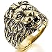 INBLUE Men's Stainless Steel Ring Band Silver Gold Tone Black Lion Head