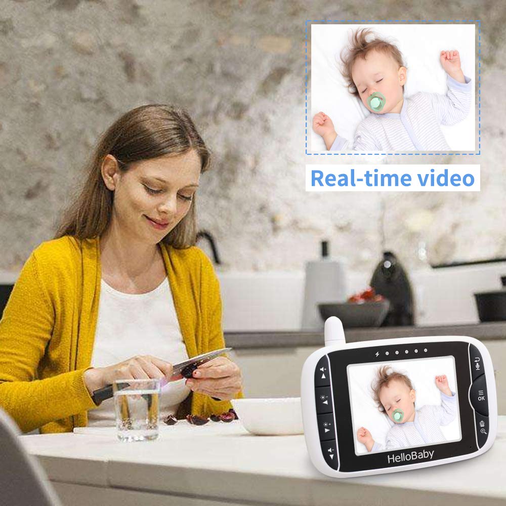 Baby Monitor With Remote Pan Tilt Zoom Camera And 3 2 Lcd Screen Infrared Night Vision Temperature Display Lullaby With Wall Mount Kit Two Way Audio Black Complete Surveillance Systems Tools Home Improvement