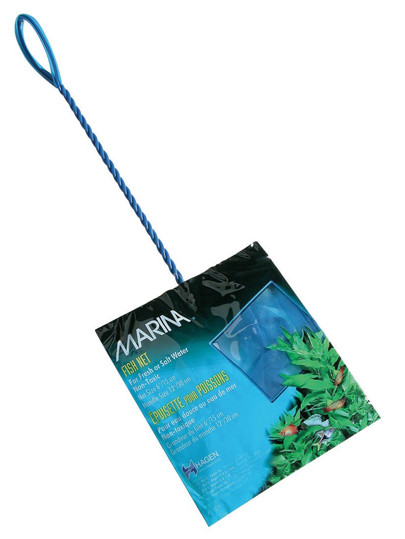 Marina Fine Soft Mesh Fish Net with Plastic Coated Handle, 15 cm/ 6-inch,Blue