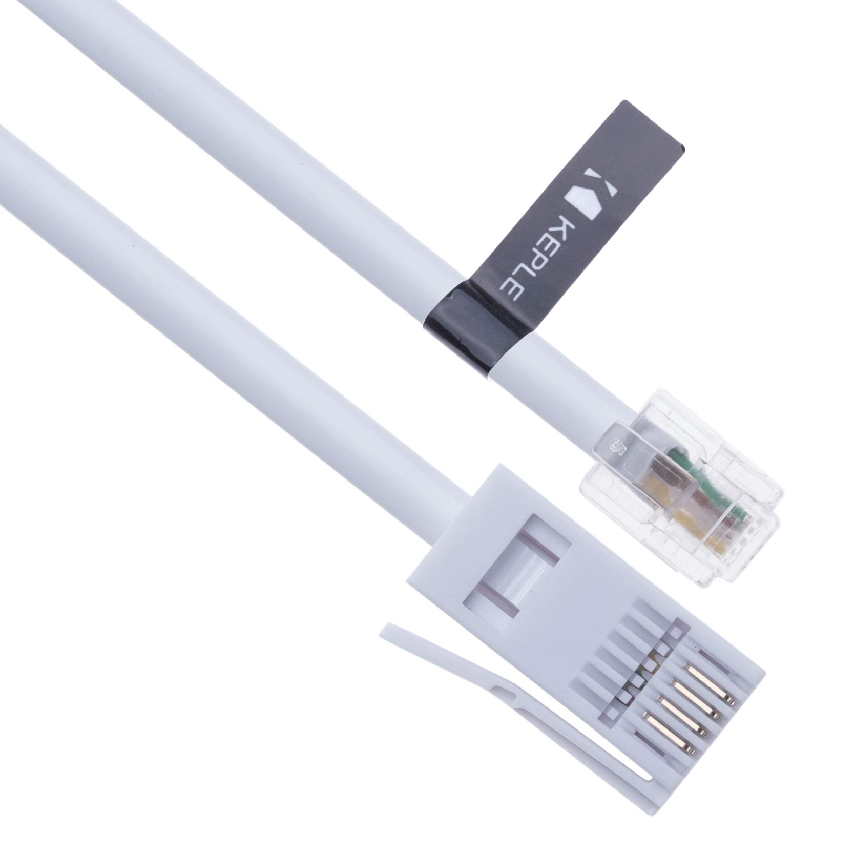 Keple BT Phone Line Plug to RJ11 Crossover Telephone Cable Extension | Lead Cord for Modem FAX SKY box Virgin Hub | British UK BT Socket 4 Wire | White – 3m