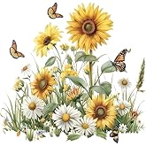 Sunflower and Butterfly PVC Vinyl Car Decals Stickers Waterproof Self-Adhesive Decals for Cars, Laptops, Trucks, Motorcycles Wall Window Luggage Scratch Cover Door Decor Sticker