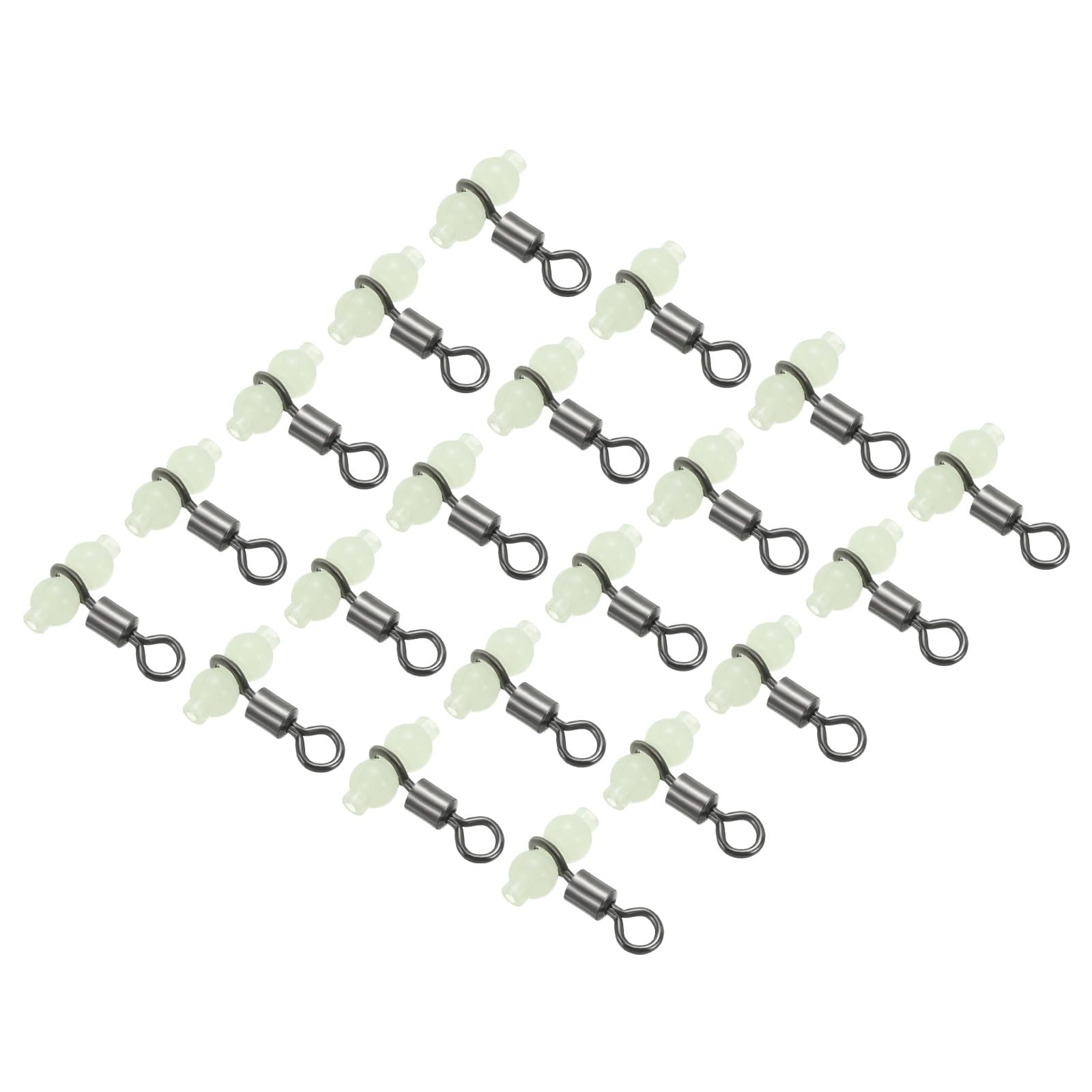 PATIKIL 3 Way Swivel, 20 Pack Cross Line T Turn Rolling Terminal with Luminous Beads 22mm Length for Catfish Surf Rig, Black
