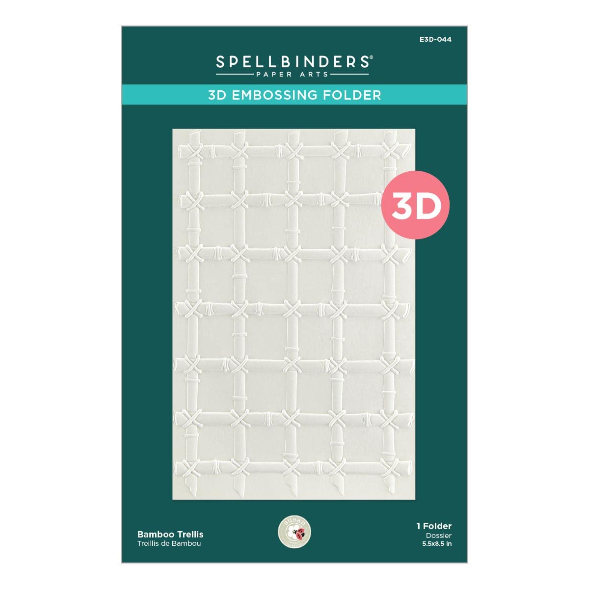 Spellbinders Bamboo Trellis 3D Embossing Folder from The Painter’s Garden Collection by Susan Tierney-Cockburn, Metal, ONE