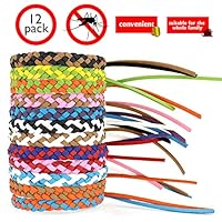 Mosquito Repellent Leather Braided Bracelets. Citronella Wristbands Protect from Insect, Bug, Pest. All Natural Material, Deet-Free. Sport Bands Design Outdoor Activities. (12 PC, One Size Fits All)