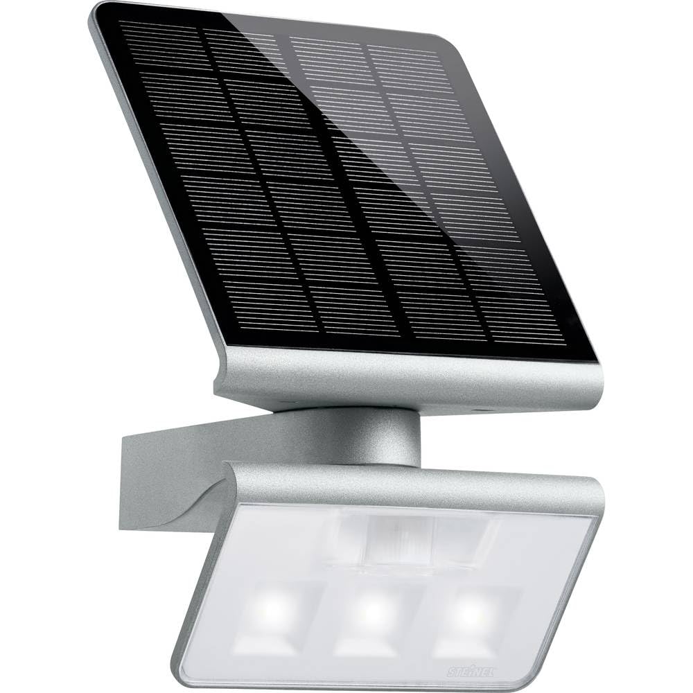 Steinel Solar Outdoor Light XSolar L-S Silver - 140° Motion Sensor Light 8 m Range - 1.2 Watt LED Outdoor Solar Light for Garden, Terrace and Exterior Walls