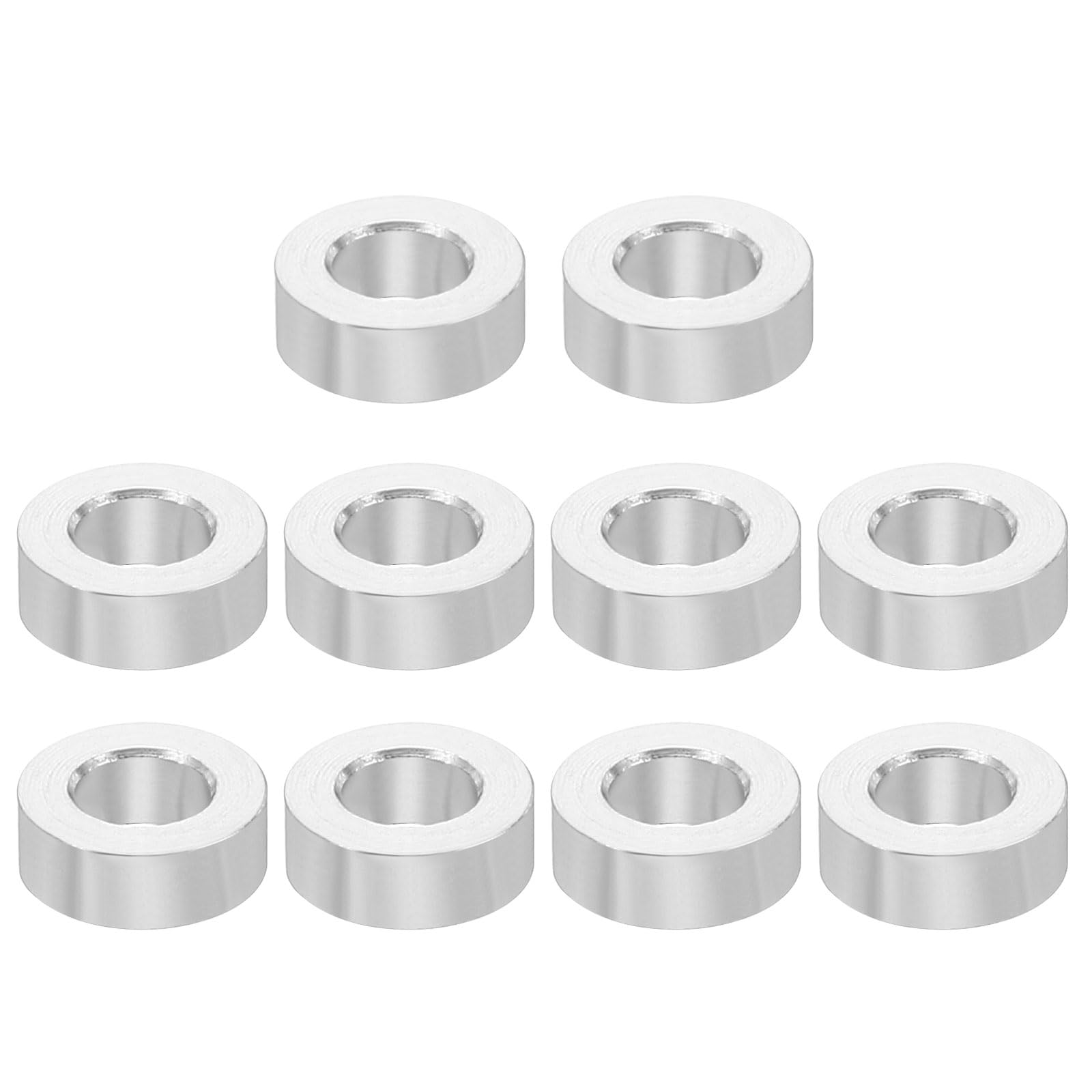 PATIKIL M4 Aluminum Spacers, 10 Pcs Metal Spacer Aluminum 4.2mm ID x 8mm OD x 3mm L Aluminum Spacer Screw Standoff Round for 5/32inch or M4 Screw Bolts
