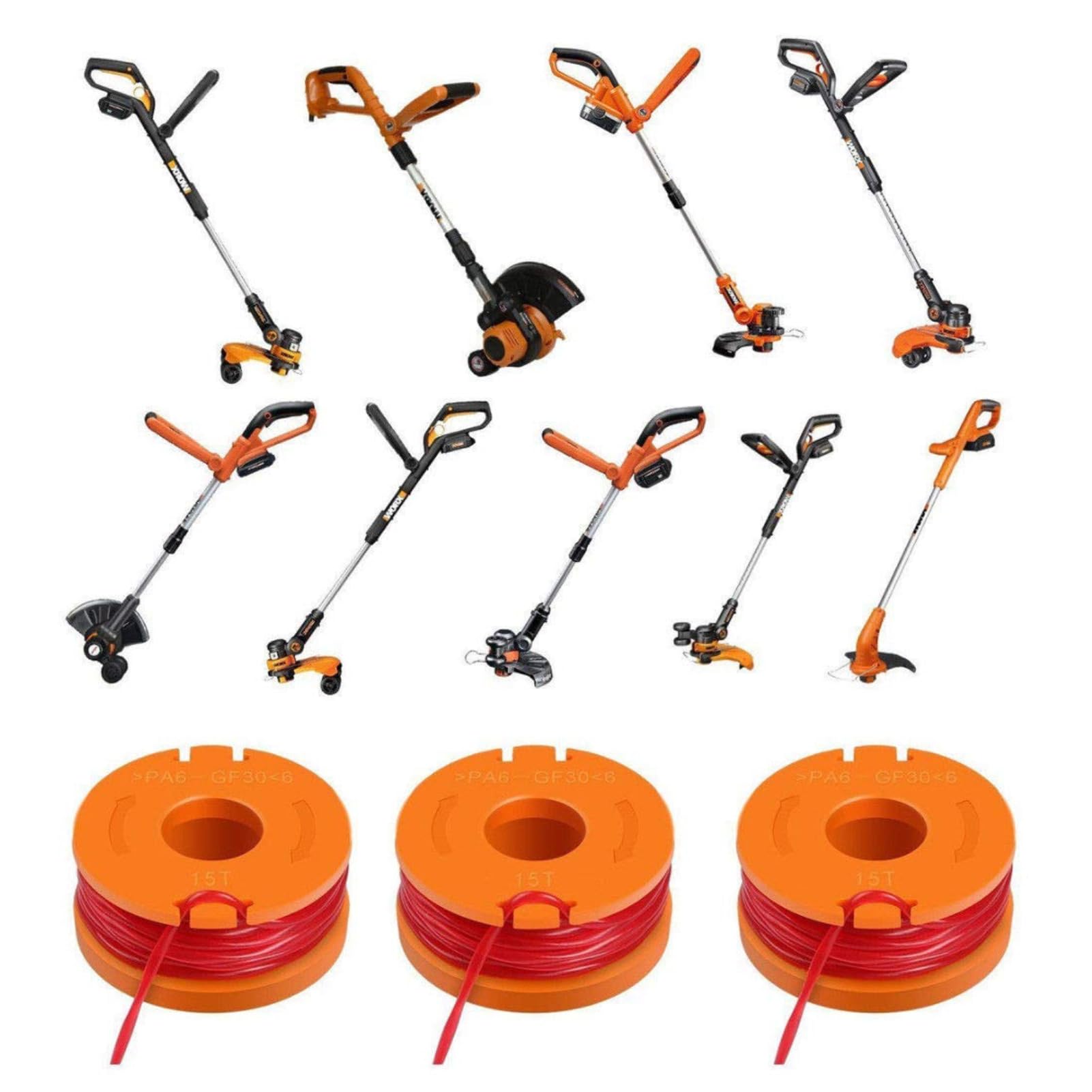 DEWIN Strimmer Cord, Strimmer Spool WG163e 10ft Grass Trimmer Edger String Spool Line Replacement compatible with WA0010 8 Pcs