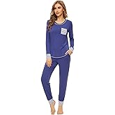 WiWi Bamboo Viscose Pajamas Set for Women Cooling Long Sleeve Sleepwear Super Soft Loungewear Pjs Jogger Pants Lounge S-XXL