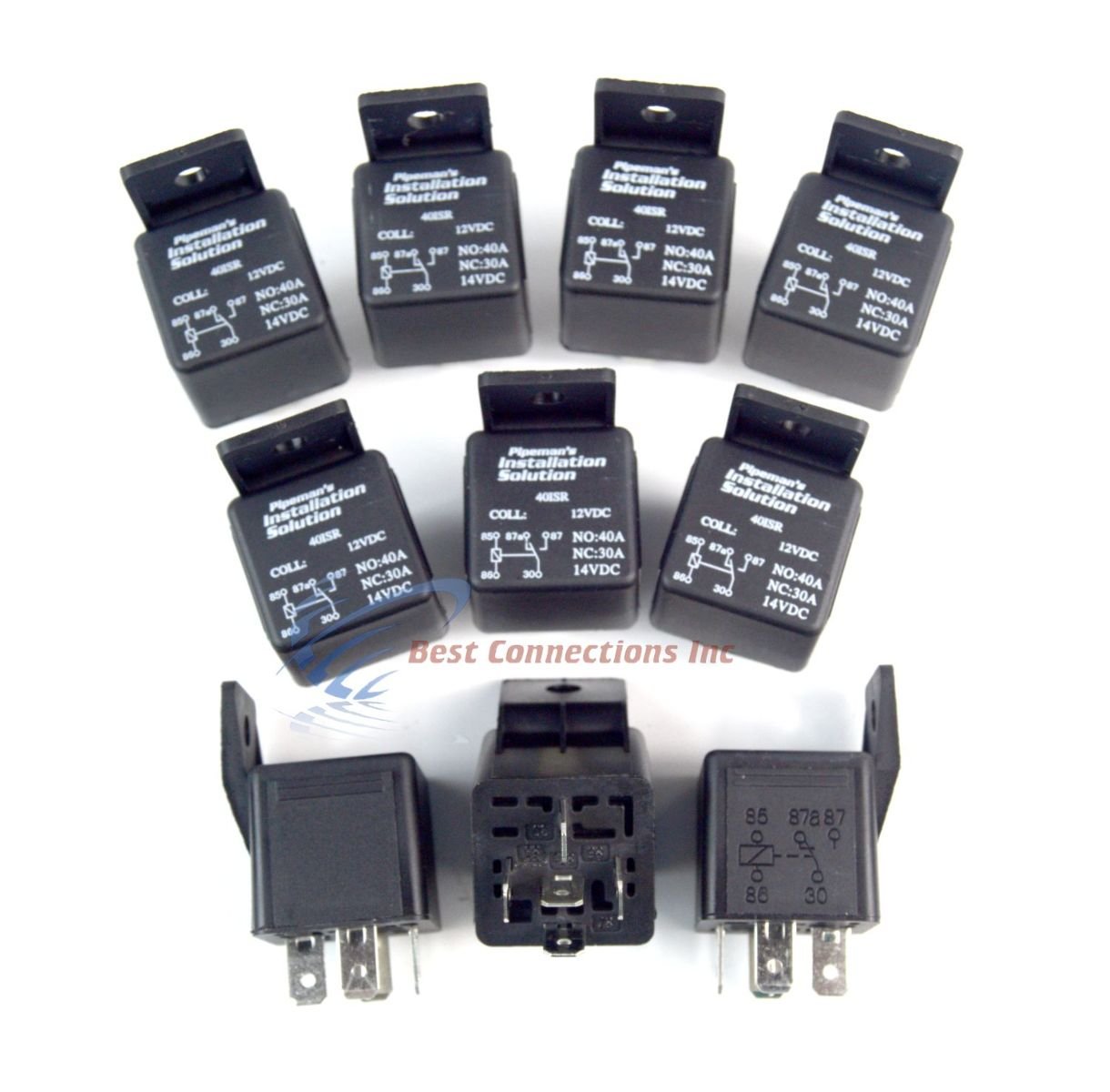 10 PACK Audiopipe 12 VOLT DC 40 AMP SPTD AUTOMOTIVE RELAY 5 PIN W/ MOUNTING TAB