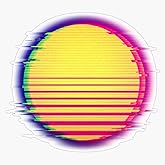 Retro Sun Vaporwave Synthwave Glitch Aesthetic Sticker Vinyl Waterproof Sticker Decal Car Laptop Wall Window Bumper Sticker 5"