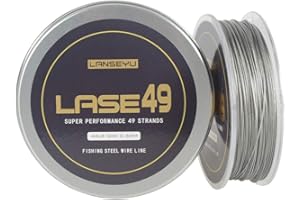 LANSEYU 50M 44lb/70lb Test Stainless Steel Fishing Wire - 7x7 Strands, 0.6mm/0.8mm Trace Coating, Jigging Line