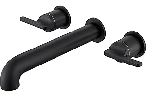 SITGES Solid Brass Wall Mount Tub Filler, 10" Long Spout Reach Wall Mount Bathtub Faucet with Two Lever Handles, High-End Design, High Flow Bathtub Faucet Set with Rough-in Valve included, Matte Black