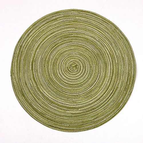 Placemats,Topotdor 14-Inch Round Placemat Braided Woven PlacematsÂ Set of 6 (Green)