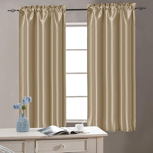 Amazon Com Vangao Rod Poket Curtains 40 Inch Length Faux Silk