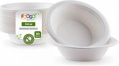 FOOGO Green 50 Sugarcane Bagasse Bowls 12oz Medium 6in Biodegradable