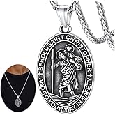 FaithHeart Saint Christopher/Florian/Sebastian Necklace for Men, Stainless Steel/18K Gold Plated St Christopher Necklaces Religious Amulet Pendant Christian Gifts for Men