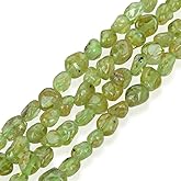Adabele 15 Inch Natural Green Peridot Gemstone Loose Beads 4mm to 7mm Free Form Oval Tumbled Pebble Gem Stone Spacer for Jewelry Making GZ11-50
