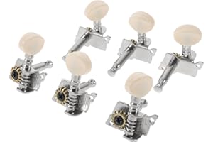Vaguelly 6pcs Acoustic Folk Guitar Tuning Pegs Set, Open Gear Instrument Guitar Pegs with Silver Metal