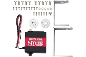 LEWANSOUL 20KG RC Servo High Torque Servo Motors with 25T Servo Horn, Dual Ball Bearing, Aluminium Case, Metal Bracket, Waterproof Metal Gear Steering Digital Servo for RC Car Robot DIY, Control Angle 180°