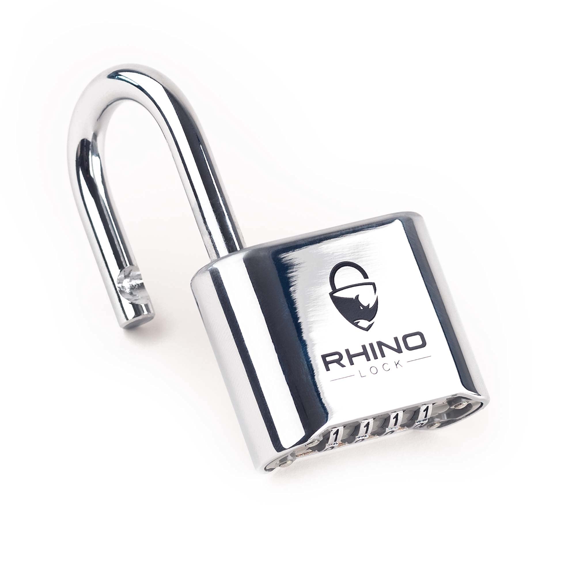 Rhino Lock Secure Lock - Combination Padlock - Chrome 4 Digit Combination Lock for Gym, School & Work Lockers; Suitable for Outdoor Use with Fences, Hasps, Sheds & Toolboxes (UK Brand) — image 1