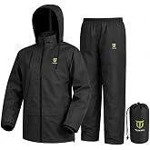 TIDEWE Rain Suit for Men, Waterproof Lightweight 2-Piece Rain Gear | Sealed seams, Adjustable hood cuffs and waist, High-density fabric, Fishing, Outdoor work, Hunting, Hiking, Storage bag
