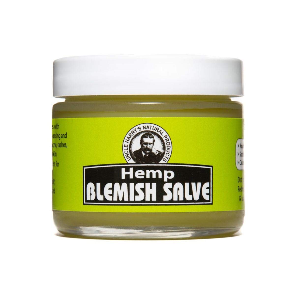 Uncle Harry’s Natural Products Hemp Blemish Salve Healing Ointment with Organic Hemp Oil and Calendula, Antiseptic and Soothing, Helps Fight Acne and Painful Blemishes, 2 Ounce Glass Jar