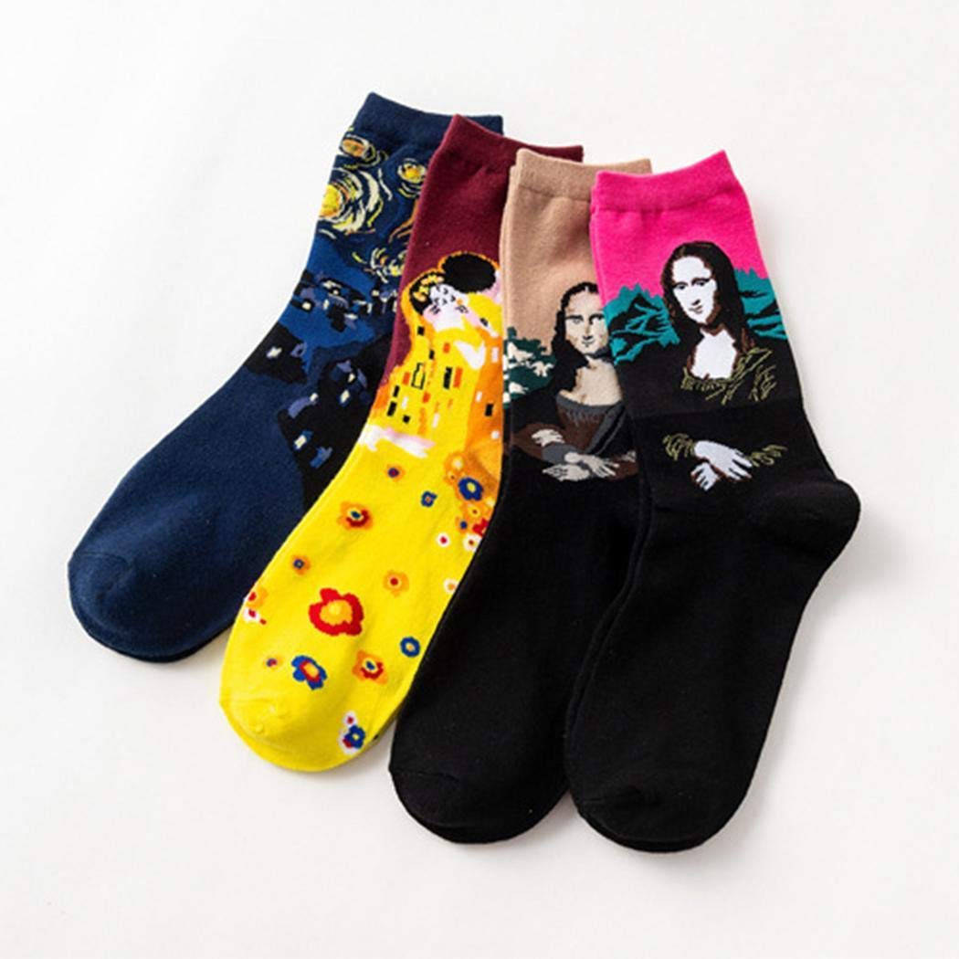 Kiloid Women Men Fashion Cartoon Starry Sky Colorful Cotton Breathable Socks Tights
