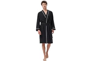 SIORO Men's Cotton Robe Lightweight, Soft Kimono Knee Length Bathrobes for Spa and House, M-XXL
