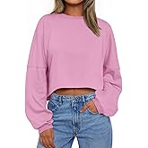 Trendy Queen Cropped Sweatshirts for Women Oversized Crewneck Sweaters Long Sleeve Tops Fall Winter Clothes 2026