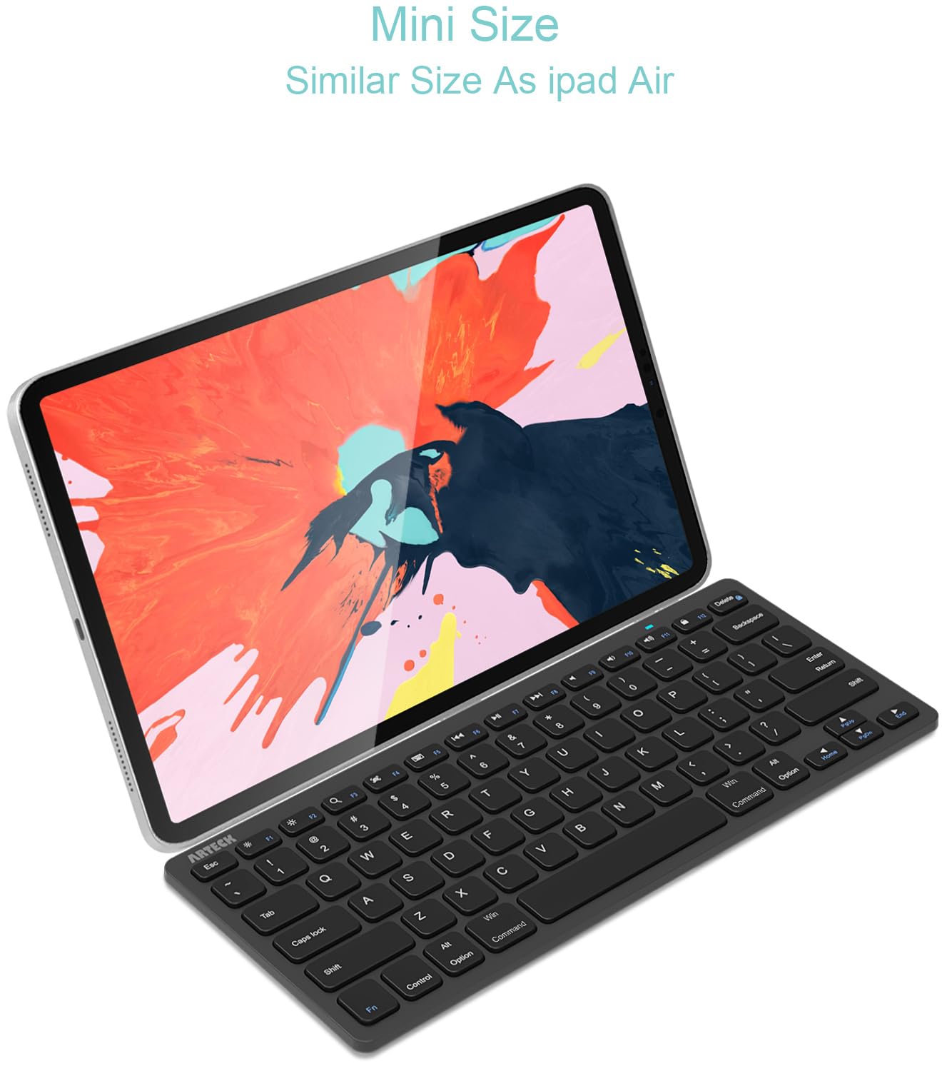 Arteck Ultra-Slim Bluetooth Keyboard Compatible with iPad 10.2-inch/iPad Air/iPad 9.7-inch/iPad Pro/iPad mini, iPhone and Other Bluetooth Enabled Devices Including iOS, Android, Windows, Black