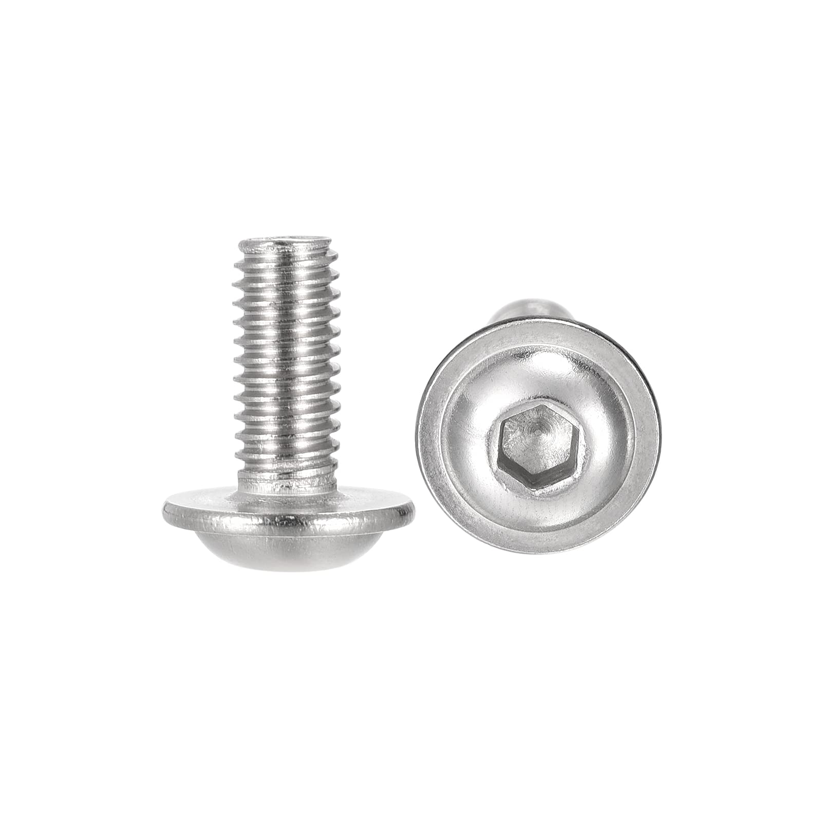 sourcing map Flanged Button Head Socket Cap Screws, M6*14mm Hex Socket Drive Screw, 304 Stainless Steel Fasteners Bolts, Fully Threaded Machine Screw 50Pcs — image 1