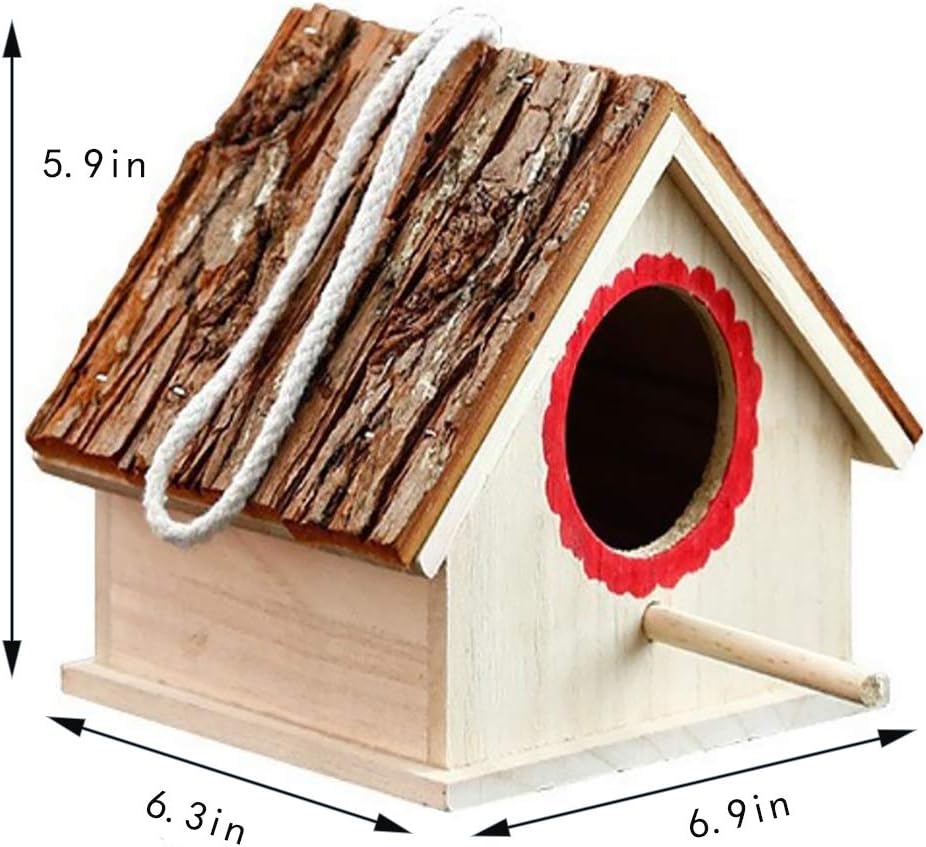 kathson Wooden Bird House Hanging Hummingbird Nest Natural Cedar Outside Garden Patio Decorative for Dove Finch Wren Robin Sparrow Hummingbird : Garden & Outdoor
