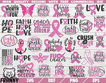 Breast Cancer Bundle Svg 33 Designs Cancer Awareness Svg Breast Cancer Shirt Fight Cancer Svg Pink Ribbon Svg Find A Cure Hope Amazon Co Uk Office Products