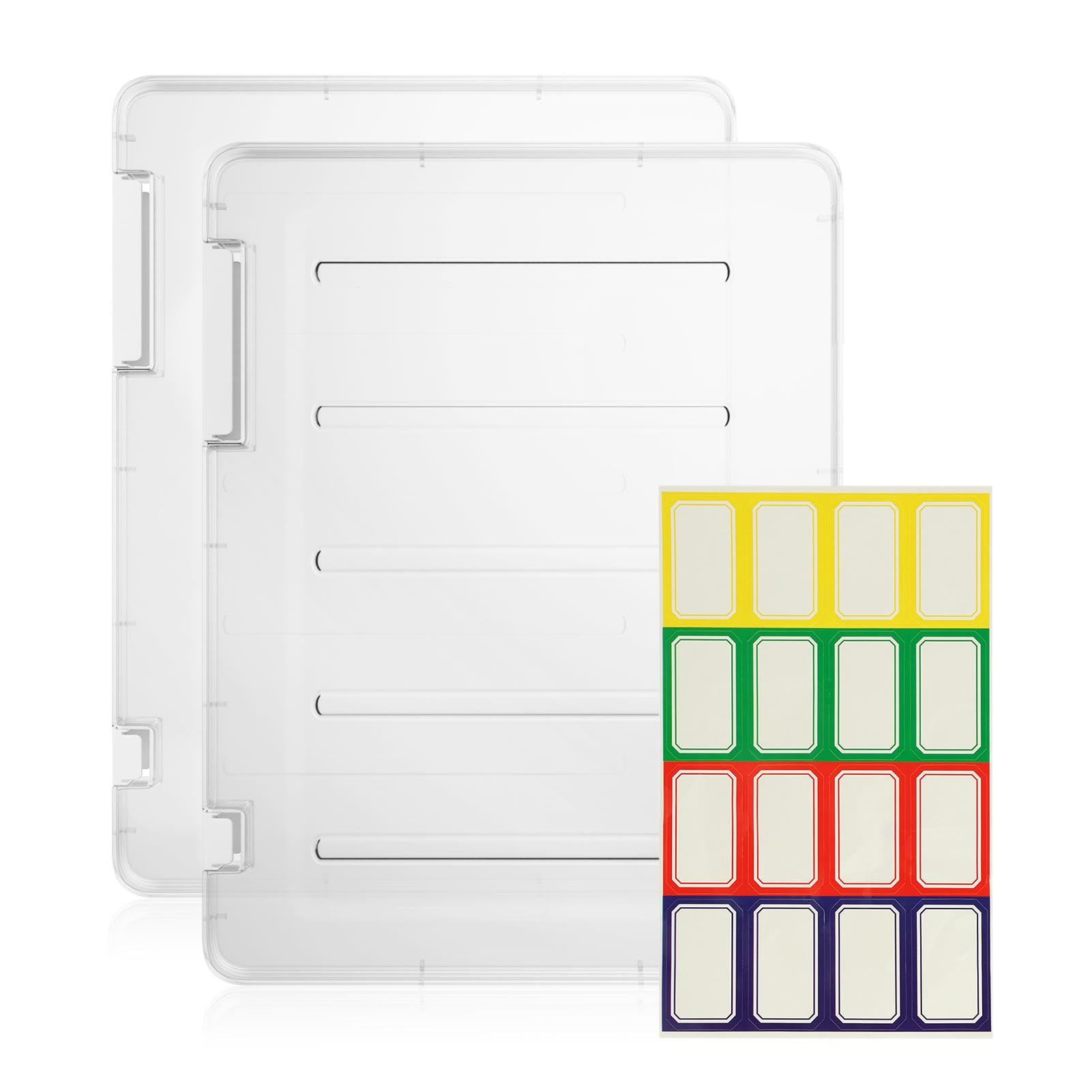 Photo 1 of 2 Pack Plastic Project Case, Trasparent Scrapbook Paper Storage Boxes with 12pcs Index sticker, Documents Magazines Holder, Office School Supplies Accessories Organizer for 8.5" x 11" Letter Paper