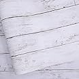 White Gray Wood Paper 17.71 in X 118 in Self-Adhesive Removable Wood Peel and Stick Wallpaper Decorative Wall Covering Vintag