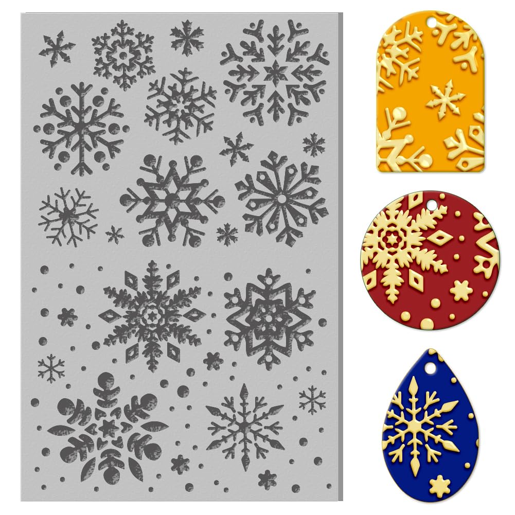 CHGCRAFT Snowflakes Winter Polymer Clay Texture Sheets Rubber Clay Texture Mats Polymer Clay Texture Tools for Creating Patterns and Designs are Suitable for Most Handicraft Creations
