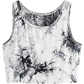 SweatyRocks Women's Tie Dye Sleeveless Workout Casual Cropped Tank Top Shirts