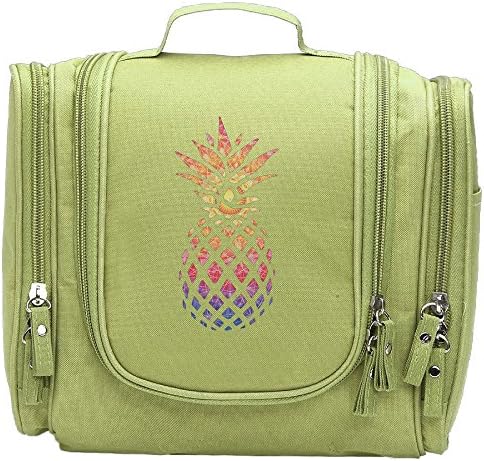 Travel Toiletry Bags Pineapple Gifts Colorful Pineapple Washable Bathroom Storage Hanging Cosmetic/Grooming Bag For Household Business Vacation, Multi Compartments, Waterproof Lining
