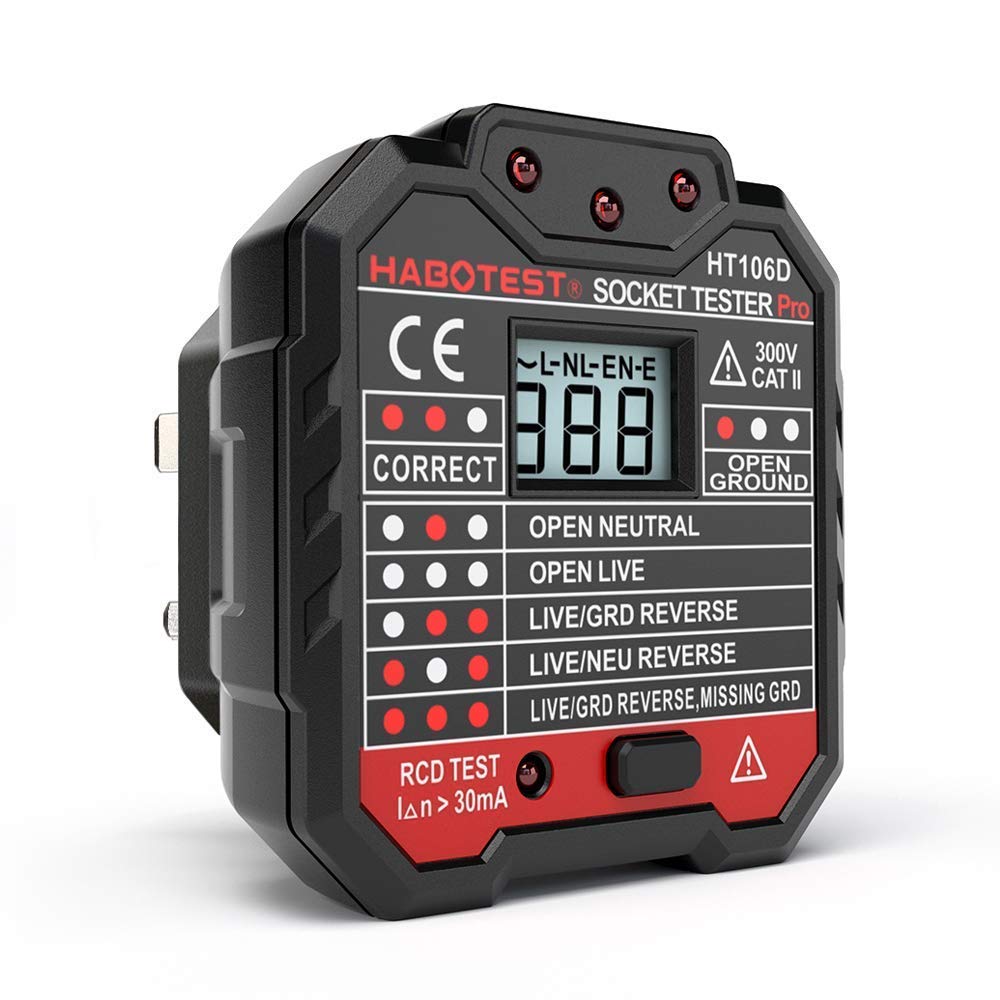QUILLE Socket Tester Mains Outlet Tester with LCD Display Neutral Live
