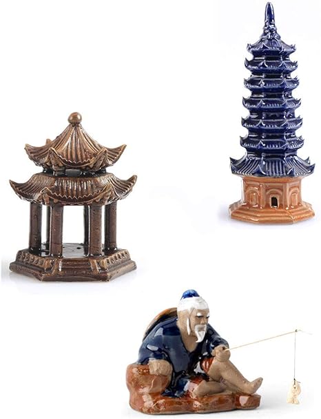 Amazon Com 3 Pcs Ceramic Buddhist Pagoda Aquarium Decor
