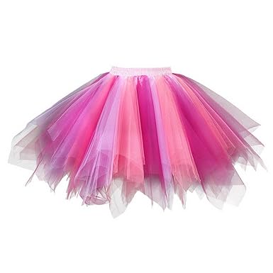 Feoya Rock Tütü Damen Polyester Vintage Damenrock Tutu Cosplay Kurz Tanzkleid Party Sommer Pettiskirt Tüllrock Unterrock Mini