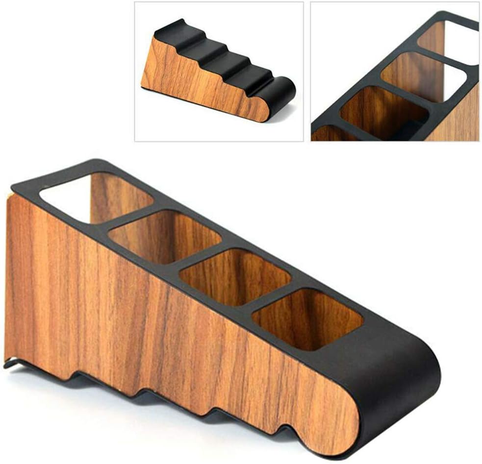 Xiuinserty Remote Control Holder Desktop Four Grid, Wooden Storage Box for Compartment