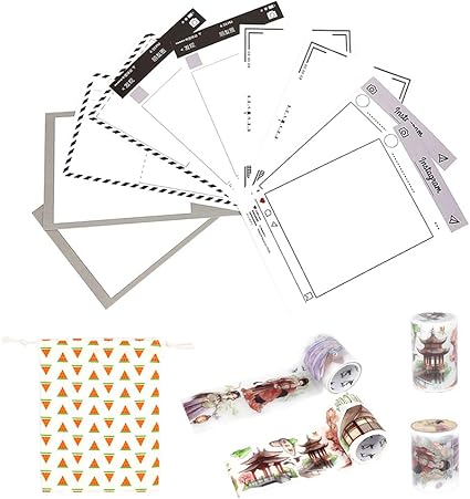 Amazon マスキングテープ 和紙テープ 手帳シール 和紙シール セット 少女 子供用 Diy 手作り 組合せセット パッケージバック 10枚の葉書付き 小筑 花想容 マスキングテープ 文房具 オフィス用品