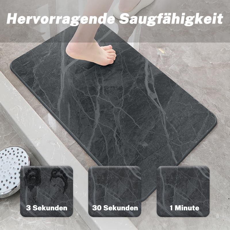 Diatomite Stone Bath Mat Hard 60 x 40 cm Super Absorbent, Easy to Clean, Non-Slip, for Bathroom and Kitchen, Natural Material Quick Drying Ultra Absorbent Non-Slip Modern
